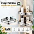 Esquinero Organizador Ducha- Cocina Acero Inoxidable Satinado Pack 2 Unidades