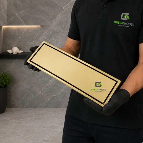 Sumidero Reversible Dorado Mate 8x20cm Antiolor Acero Inoxidable