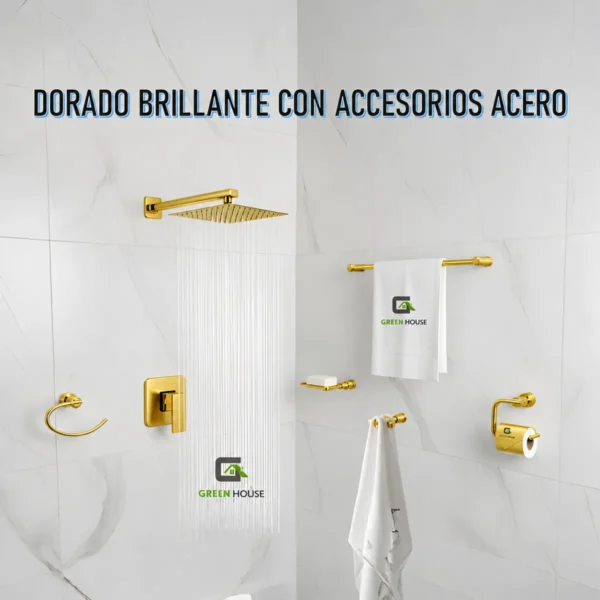 Juego De Ducha Acero 10 Pulgadas + Mezcladora +Kit De Baño Acero