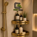 Esquinero Organizador Ducha Dorado Acero Pack 2 Unidades
