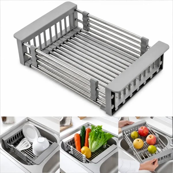 Combo Lavadero De Cocina 2 Pozas Rectilineo Cromado + Mezcladora Extraible