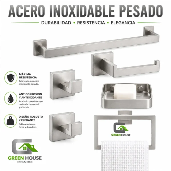 Kit De Baño Mod: Essia Acero Inoxidable Satinado Mate Pesado