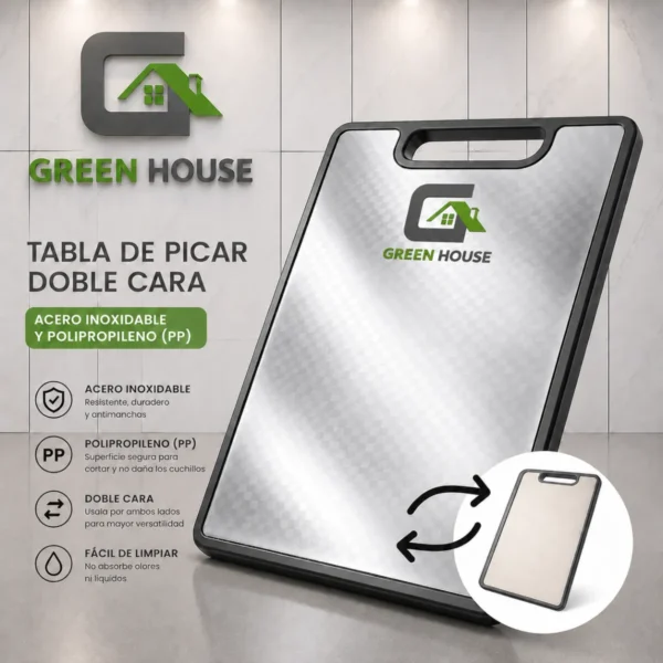 Tabla de Cortar de Acero Inoxidable de Doble Cara Antideslizante de Grado Alimenticio