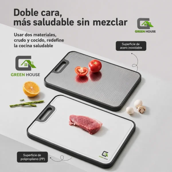 Tabla de Cortar de Acero Inoxidable de Doble Cara Antideslizante de Grado Alimenticio