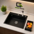 Lavadero Acero Nano Black C/Porta Cuchillo 60x45x23cm