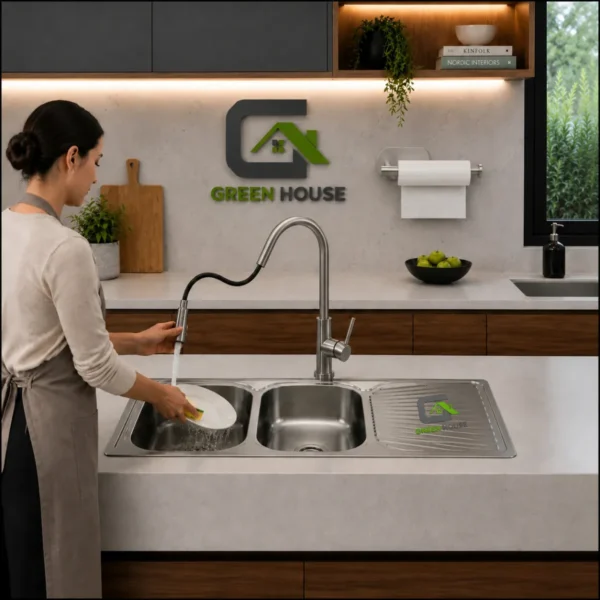 Combo Lavadero De Cocina 2 Pozas Con Escurridor + Mezcladora Extraible