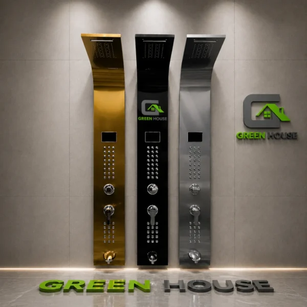 Columna De Ducha Berlin Con Luz Led Negro Acero Inoxidable