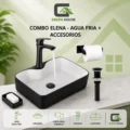 Combo Lavatorio Elena Con Griferia Agua Fria + Accesorios