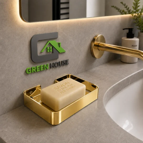 Jabonera Rectangular De Acero Inoxidable 304 Dorado Brillante