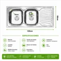Combo Lavadero De Cocina 2 Pozas Con Escurridor + Mezcladora Extraible