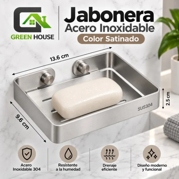 Jabonera Acero Inoxidable Color Satinado