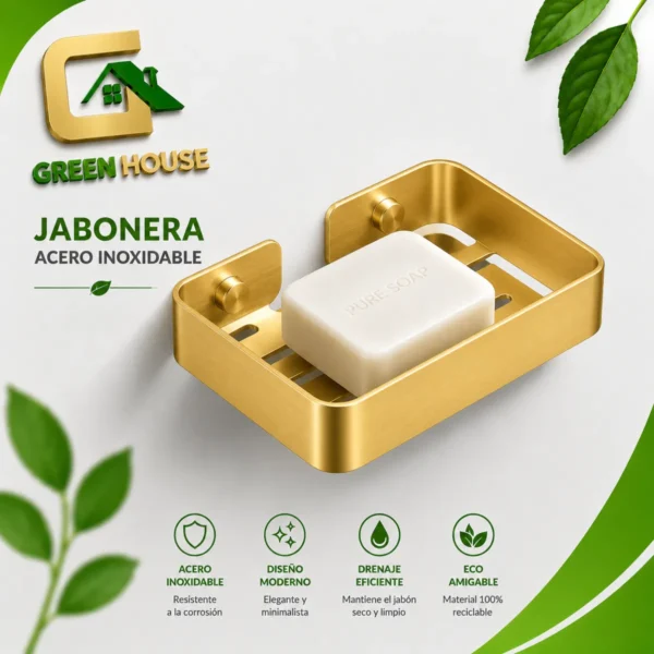 Jabonera Acero Inoxidable Color Dorado Satinado