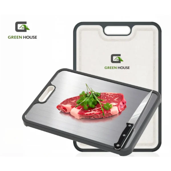 Tabla de Cortar de Acero Inoxidable de Doble Cara Antideslizante de Grado Alimenticio