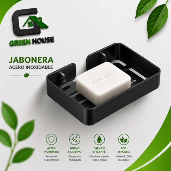 Jabonera Acero Inoxidable Color Negro