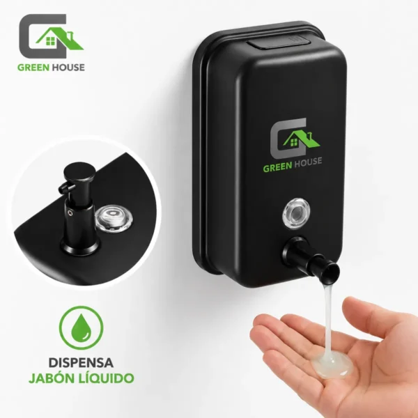 DISPENSADOR DE JABON LIQUIDO 1 LITRO NEGRO ACERO INOXIDABLE
