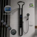 Elegante Columna De Ducha Mod. Oasis Negro Hidroelectrica Acero Inoxidable