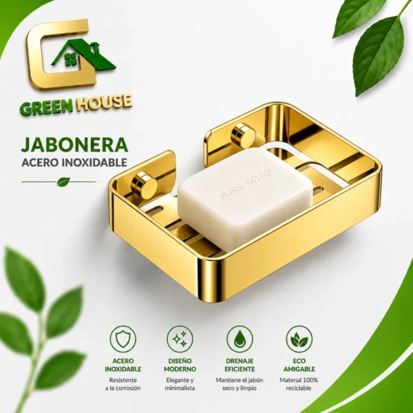 Jabonera Acero Inoxidable Color Dorado Brillante