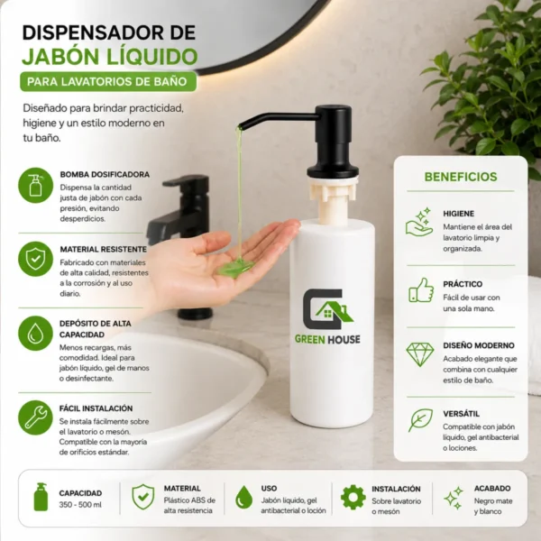 Dispensador De Jabon Liquido Uso Multifuncion