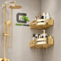 Esquinero Organizador Ducha Dorado Acero Pack 2 Unidades