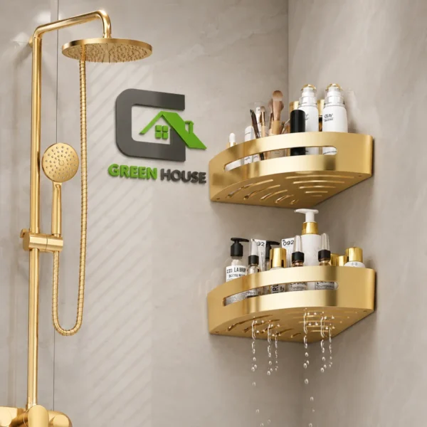 Esquinero Organizador Ducha Dorado Acero Pack 2 Unidades