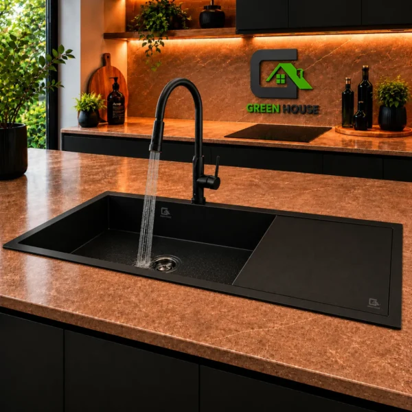 Combo Lavadero 100x50cm Con Escurridor  Nano Black