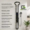Elegante Columna De Ducha Mod. Oasis Negro Hidroelectrica Acero Inoxidable