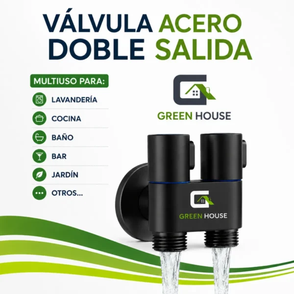 Valvula Acero Inoxidable Negro Sus 304 Doble Salida De Agua