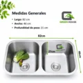 Combo Lavadero De Cocina 2 Pozas Rectilineo Cromado + Mezcladora Extraible
