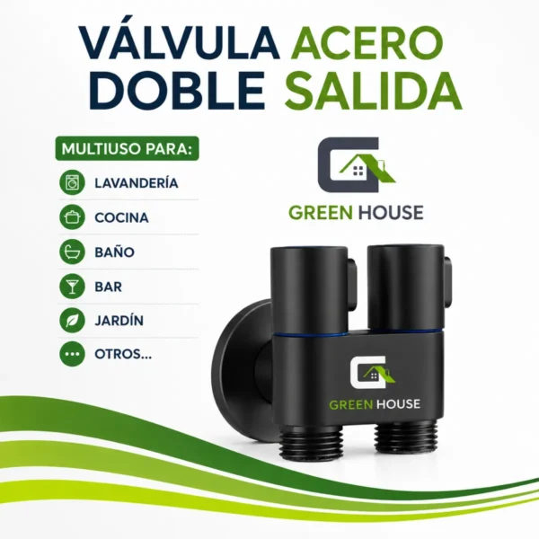 Valvula Acero Inoxidable Negro Sus 304 Doble Salida De Agua