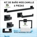 Kit De Baño Mod Camille Acero Inoxidable Negro Mate Pesado