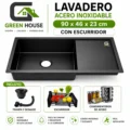 Lavadero Acero Nano Black Con Escurridor 90x46x23cm