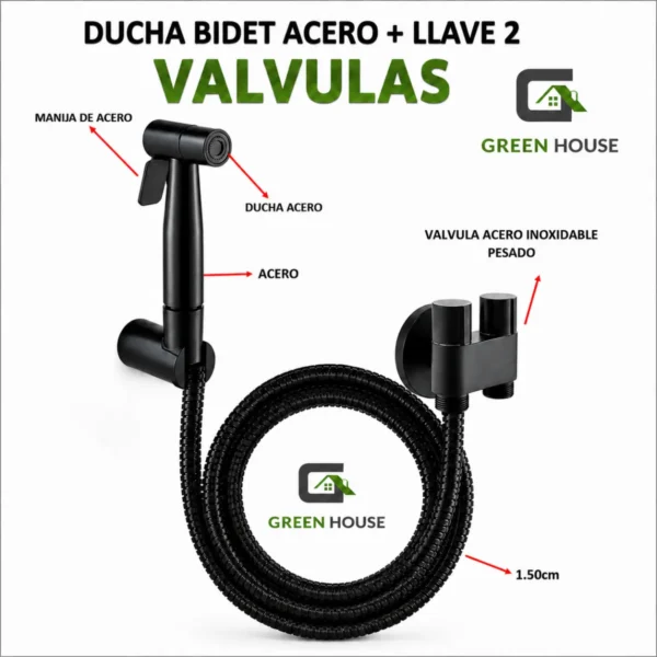 Ducha Bidet Color Negro Con Válvula De Acero Sus 304