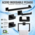 Kit De Baño Mod Camille Acero Inoxidable Negro Mate Pesado