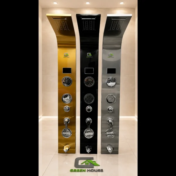 Columna De Ducha Bretaña Con Luz Led Negro Acero Inoxidable
