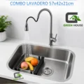 Combo Lavadero Acero Inoxidable 57x42x21cm