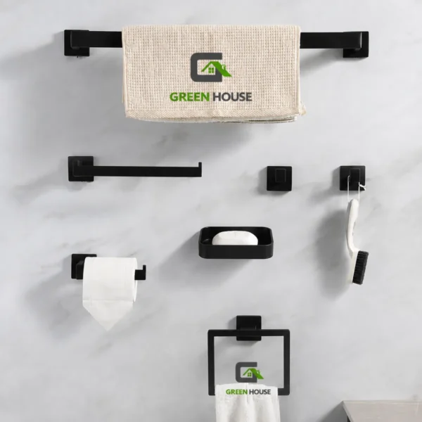 Kit De Baño Mod Camille Acero Inoxidable Negro Mate Pesado
