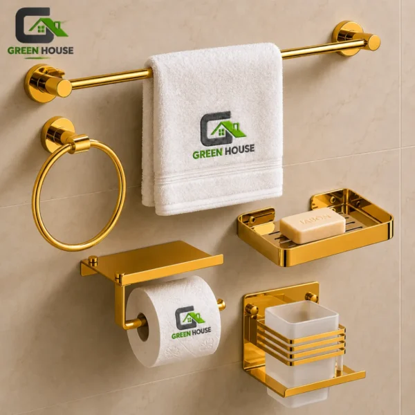 Kit Accesorios De Baño Gold Luxury 5 Piezas