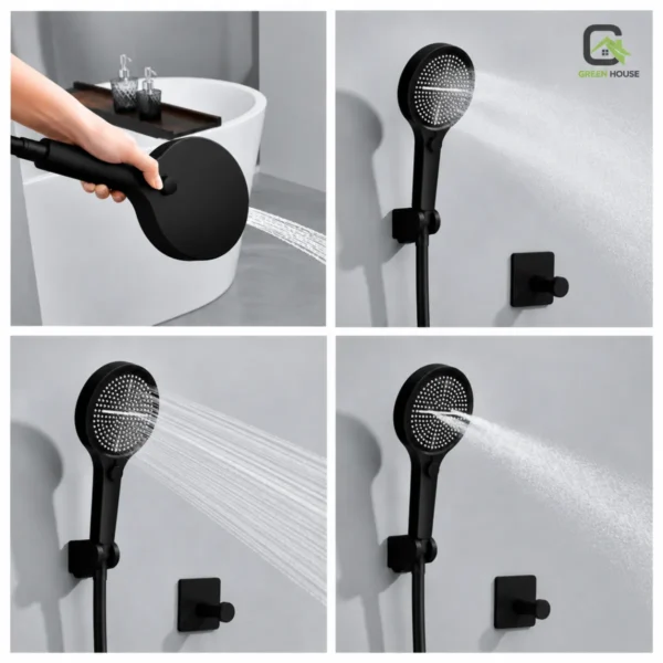 Elegante Columna De Ducha Mod. Oasis Negro Hidroelectrica Acero Inoxidable