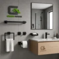Kit De Baño Mod Camille Acero Inoxidable Negro Mate Pesado
