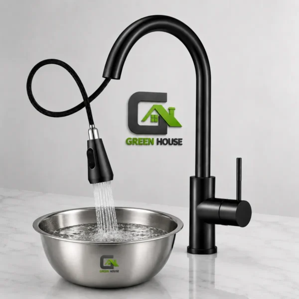 Mezcladora De Cocina Monocomando Extraible Negro Mate Pesada