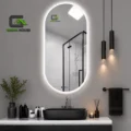 Espejo Inteligente Modelo U- BRETAÑA Ovalado Led Antiempaño + Reloj 60x80cm