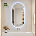 Espejo Inteligente Modelo U- BRETAÑA Ovalado Led Antiempaño + Reloj 60x80cm