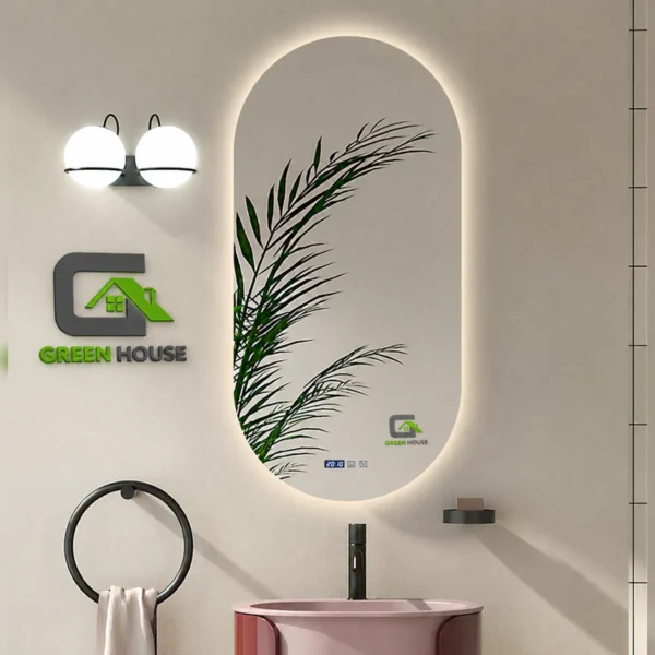 Espejo Inteligente Modelo U- BRETAÑA Ovalado Led Antiempaño + Reloj 60x80cm
