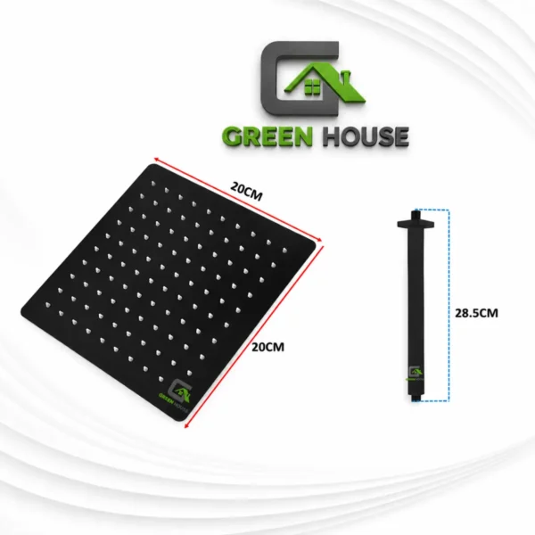 KIT DE DUCHA TECHO 8 PULGADAS ACERO NEGRO MATE