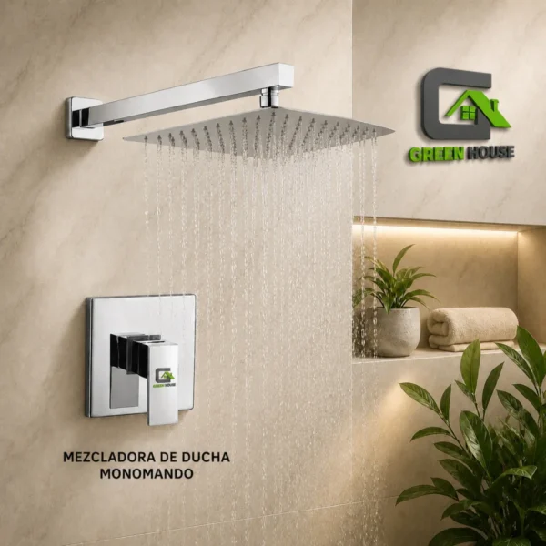 KIT DE DUCHA 12 PULGADAS ACERO INOXIDABLE CON MEZCLADORA MONOMANDO