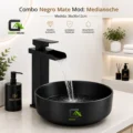 Combo Negro Redondo Mate Mod: Medianoche + Mezcladora 30cm Negro Mate