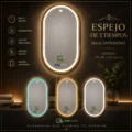 Espejo Inteligente Modelo U-ZOE – Led Antiempaño + Reloj 80x50cm