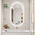 Espejo Inteligente Modelo U- BRETAÑA Ovalado Led Antiempaño + Reloj 60x80cm