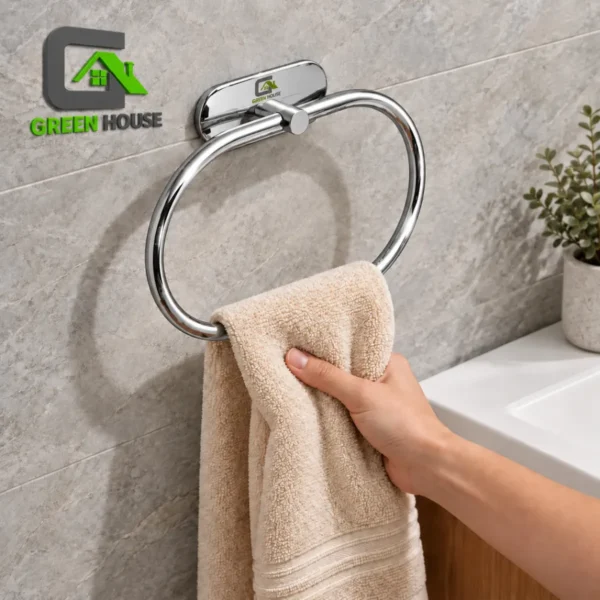 Toallero De Mano Cromado Brillante Acero Inoxidable Ovalado Con Adhesivo