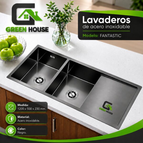 LAVADERO 2 POZAS CON REBOSE MOD: FANTASTIC 120x50cm